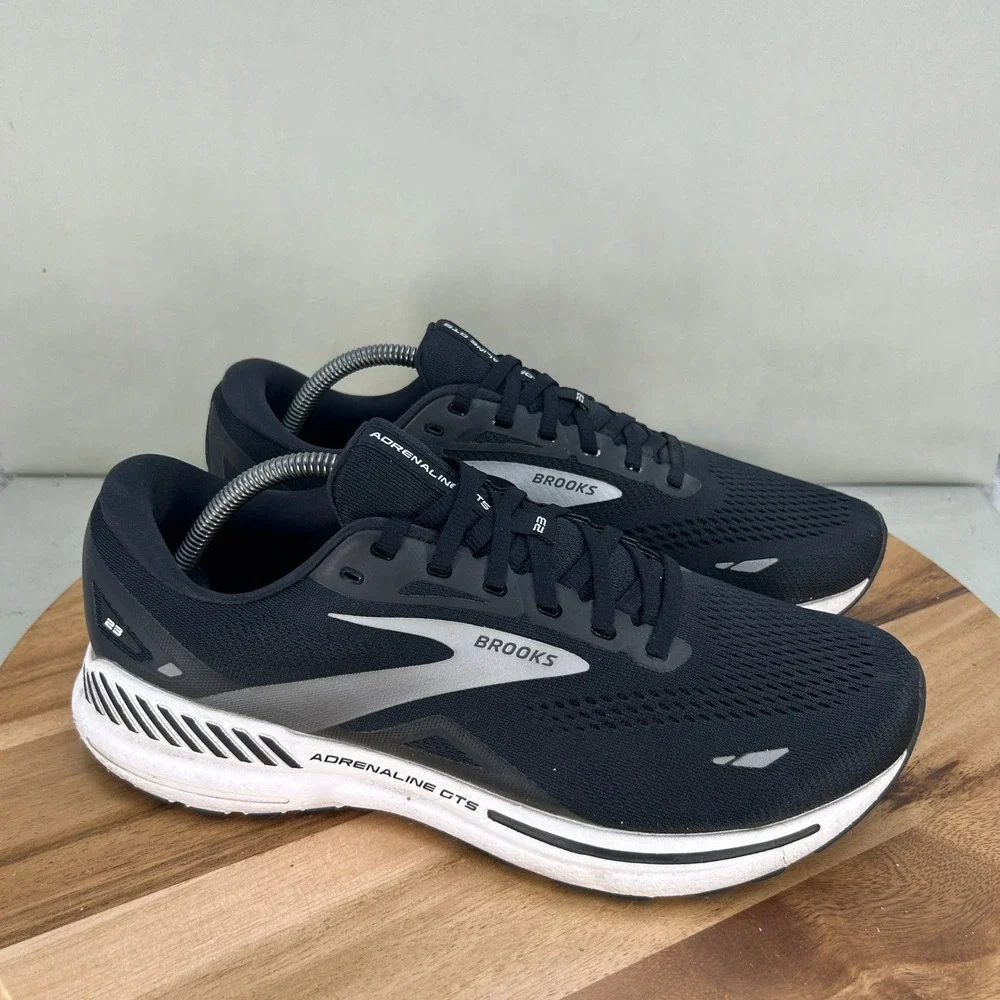 Brooks Adrenaline GTS 23 Mens Running Shoes Black Silver 10.5 Wide 2E Cushioned